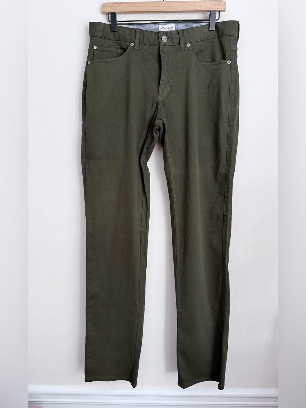 Peter Millar 33 Ultimate Sateen 5-Pocket Pants dark olive green NWT